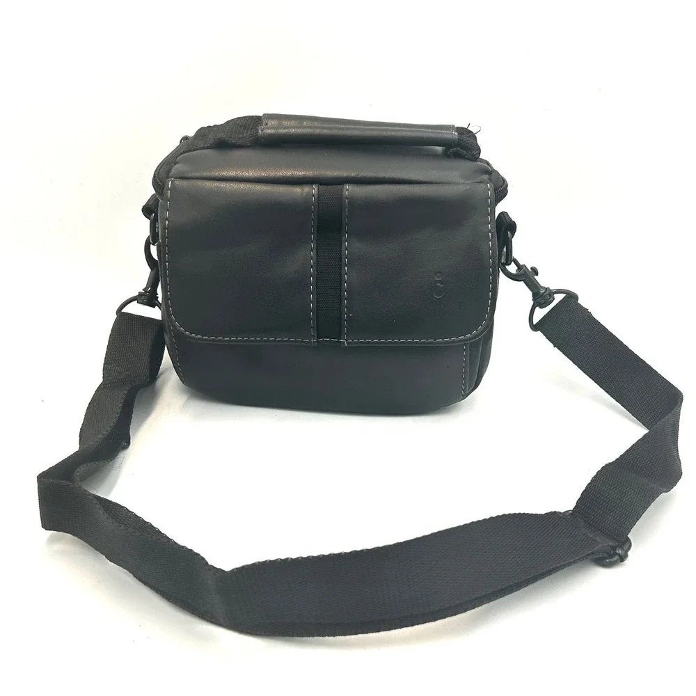 Vintage Icon New York Faux Leather Camera Bag Messenger Shoulder Strap Black Y2K
